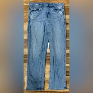 American Eagle 90's Low Rise Straight Jeans Size 10 Short Light Denim Stretch